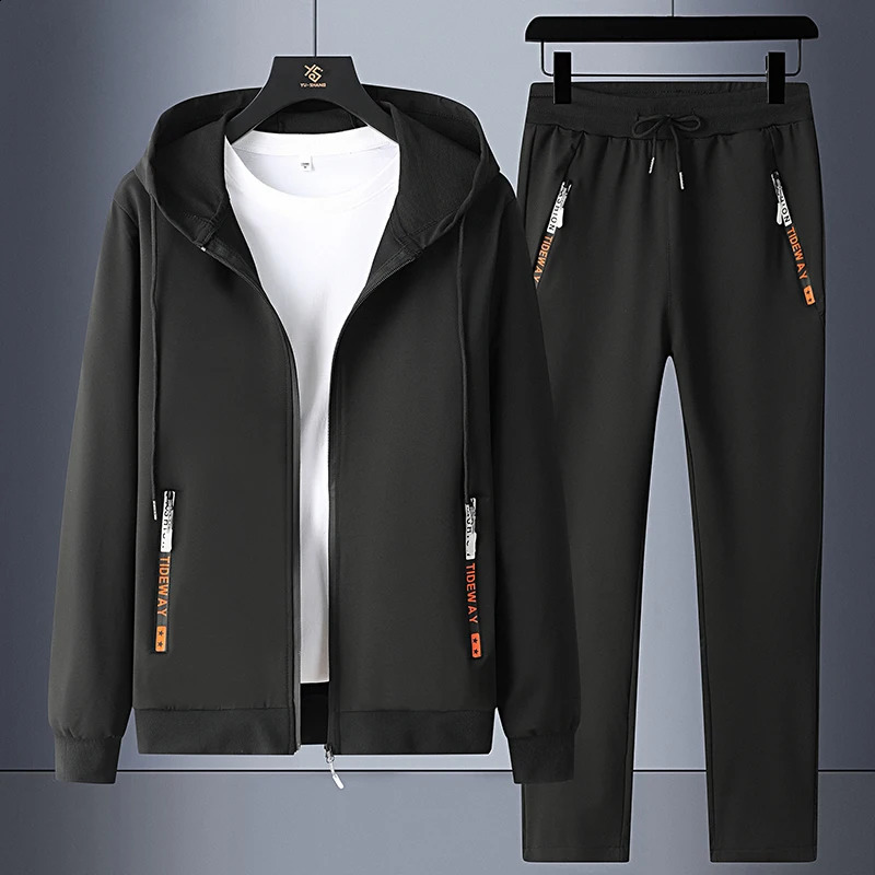 Spring and Autumn Casual Men Sets Two Pieces Fashion Korean style Hooded Jacket Pants fashion Sweatshirt Sportswear Man Suit 260920