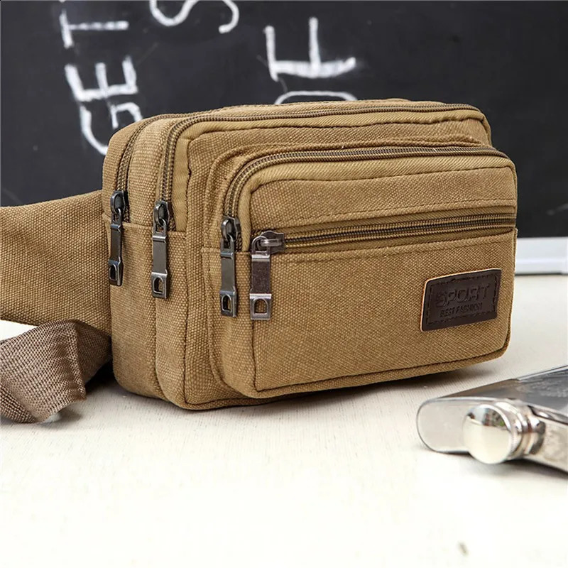 Canvas Waist Bag Outdoor Sports Multifunctional Male Waist Pack High Quality Durable High-capacity Bags Portable Phone Purse 260918