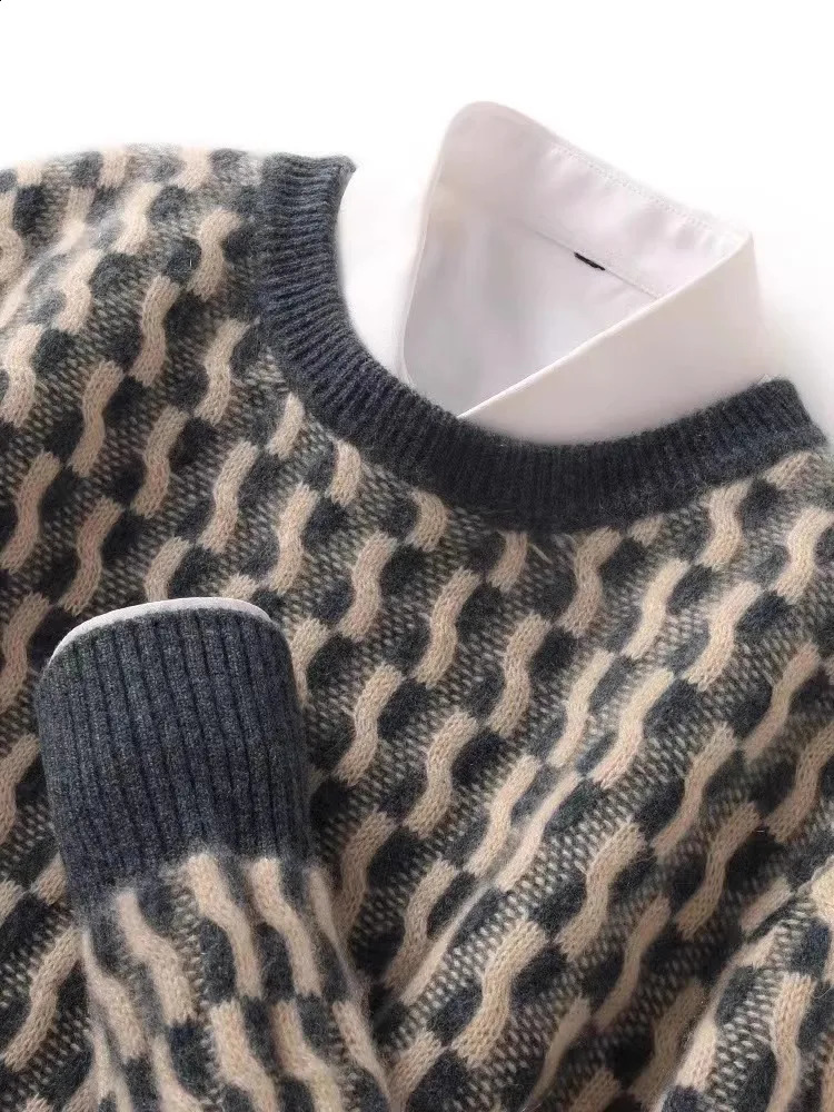 Autumn winter 100% pure woolen sweater mens round neck color thick loose large size cashmere knit bottom shirt 260920