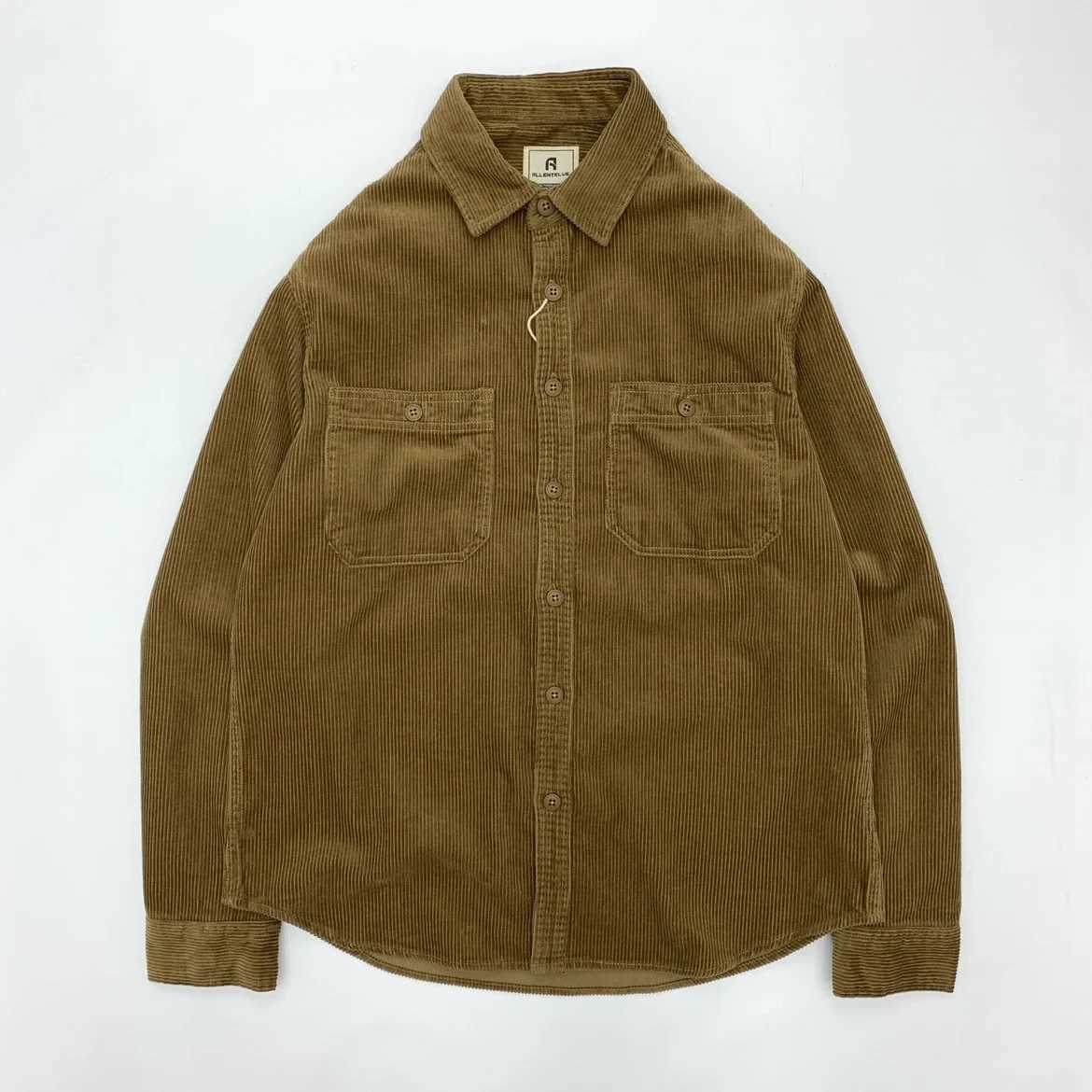 Men's Casual Shirts Heavy corduroy shirt men's May Khaki vintage loose plus-size casual long sleeve cotton striped shirt X260919