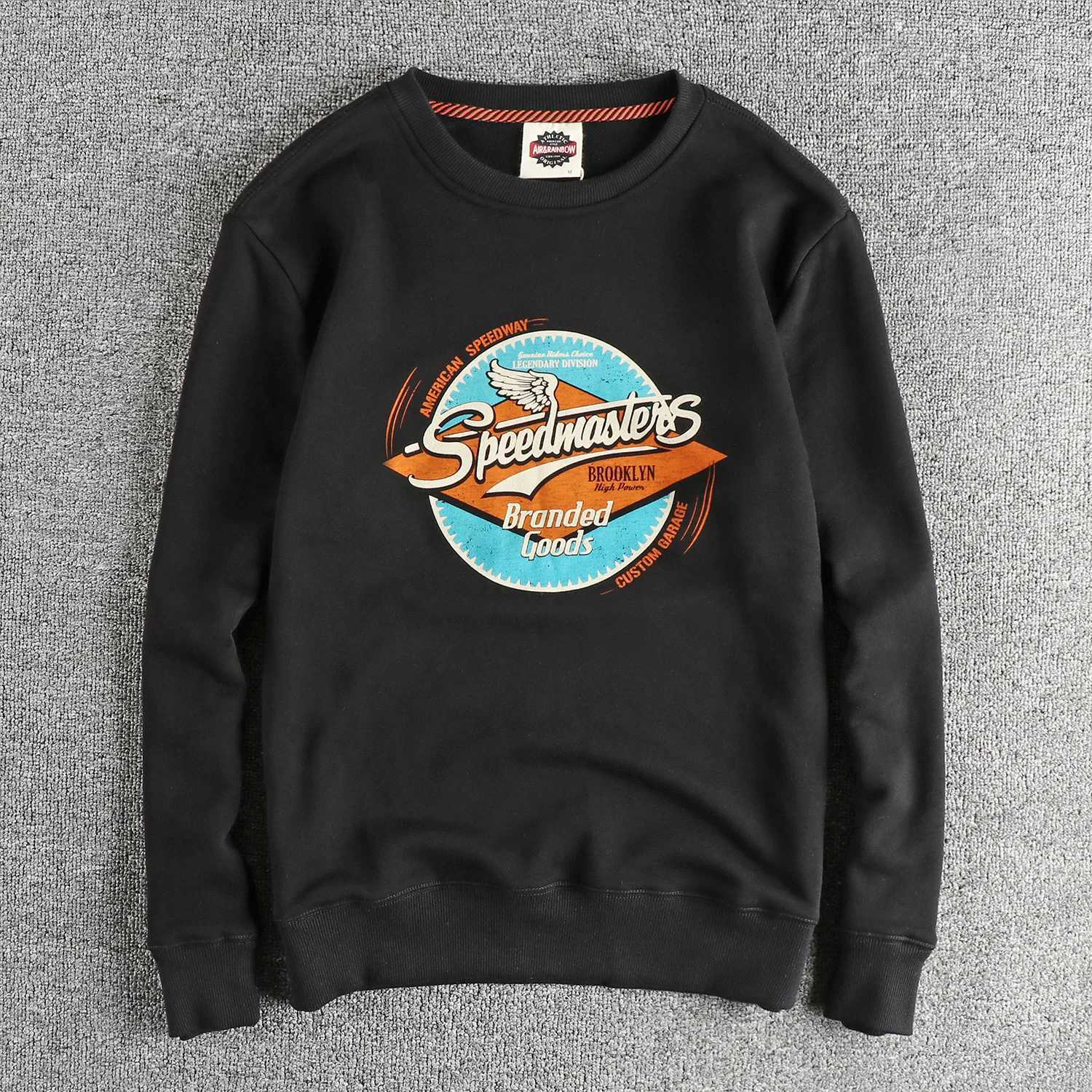 Men's Hoodies Sweatshirts Retro sports letter elements men's round neck hoodie washed wool circle cotton casual pullover long sleeve X2609