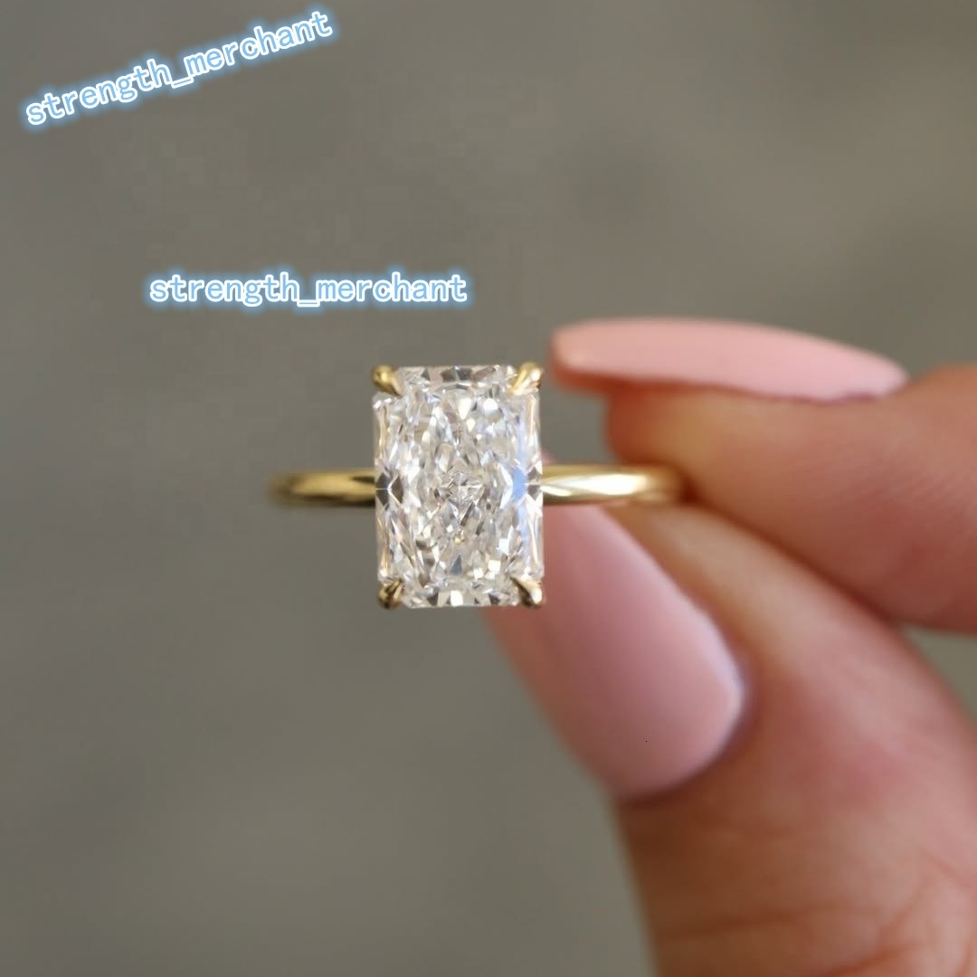 VVS1 Mossanite 18k Gold 2ct Round Radiant Oval Pear Cut Prong Set Solitary GRA Moissanite Engagement Ring