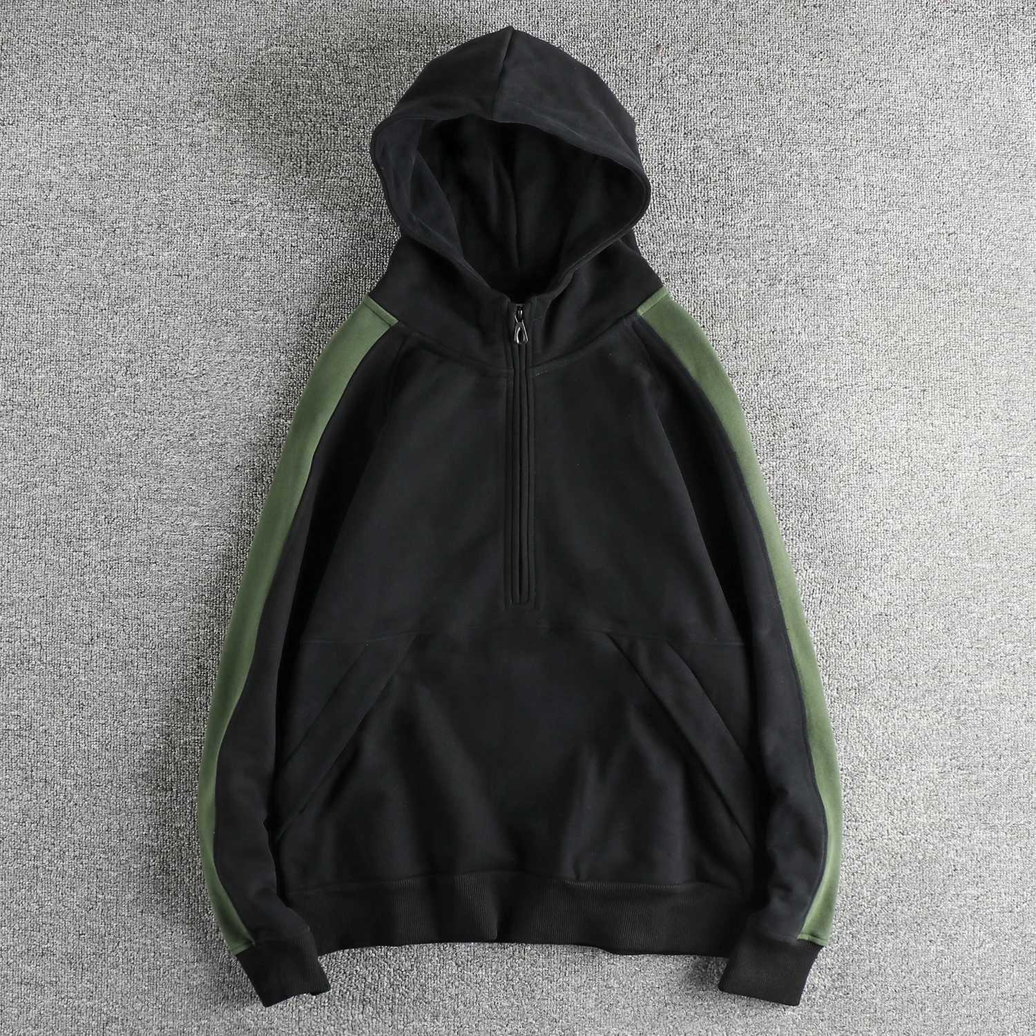 Sudaderas con capucha para hombre Sudaderas Contraste de color Diseño de retazos Tendencia retro Sudadera con capucha Hombres más forro polar engros