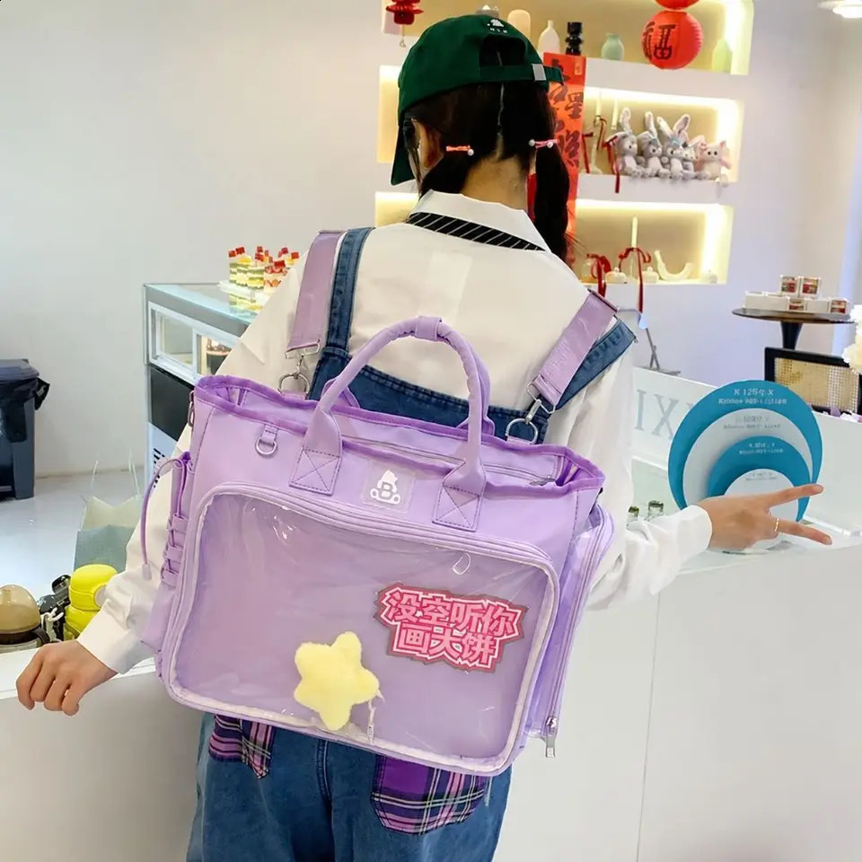 Zaino femminile di forma quadrata Borsa a tracolla trasparente multifunzionale Regalo Tote da gita di grande capacità Gita quotidiana 260918