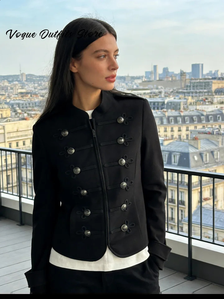 Vintage Napoleon Jacket Women Stand Collar Solid Zipper Loose Full Sleeve Double Breasted Coat 2026 Spring Autumn Street Outwear 260918