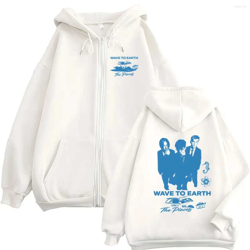 Kpop Band Wave To Earth The Pieces Tour 2026 Zipper Hoody Men's Hip Hop Vintage Long Sleeve Pullover Coats Sweatshirt Streetwear