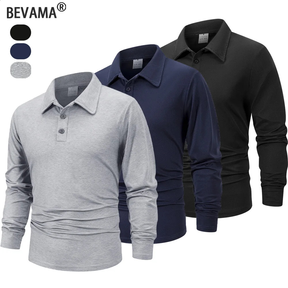 Spring Men's Business Casual Long Sleeved Polo Shirt Solid Color Fashionable Breathable Comfortable Social Business Polos Male 260920