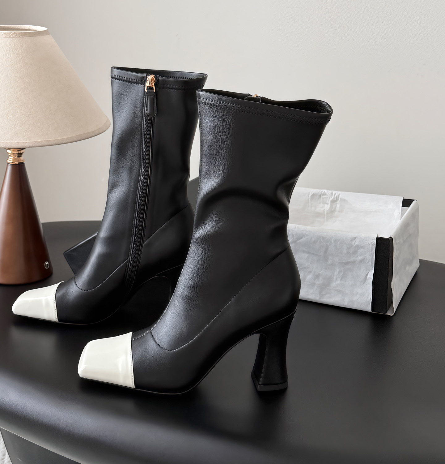 Designer heels boots 26c Luxury C Women High quality leather Knight Half Booties Autumn Winter Stylish Soft Sheepskin Cowhide CC HJLKJ67