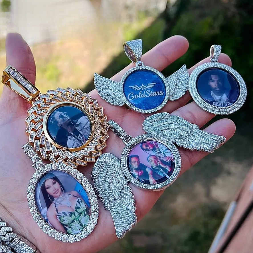 8 Styles Fine Quality Custom Photo Pendant Necklace Moissanite Hip Hop Personalized DIY Picture Jewelry Bijoux Birthday Gifts for Couple Lovers Mom