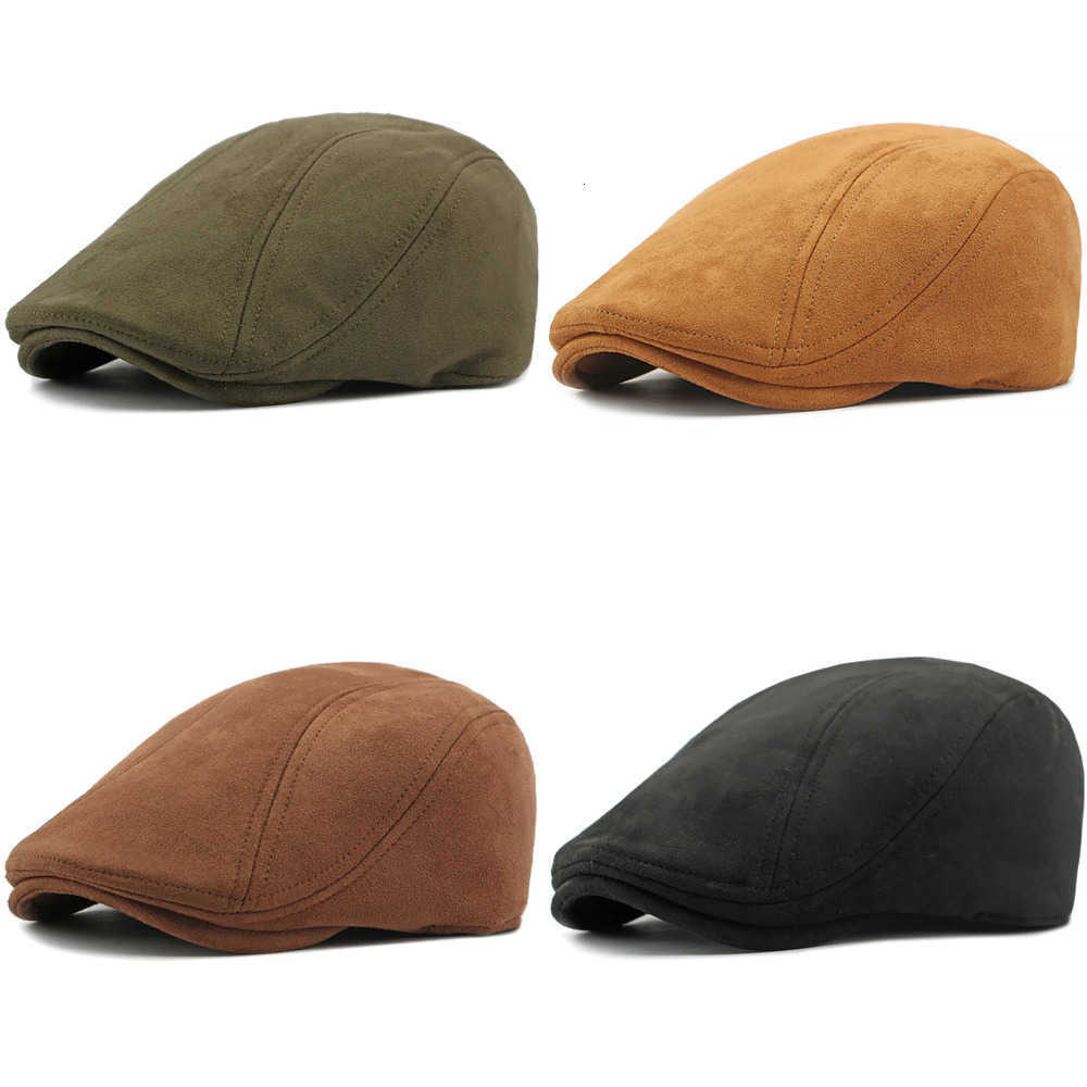 Spring Berets HT4344 Beret Cap Autumn Solid Suede Beret Hats for Men Women Vintage Artist Painter Flat Cap Male Female Berets for Men J260919