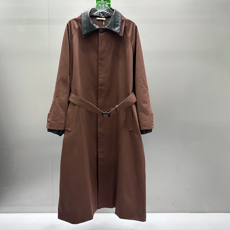 Luxury Women Vintage Long Trench Coat Woven Collar Single Breasted Windproof Jackets Winter Elegant Office Dating Loose Wind Overcoat With Belt