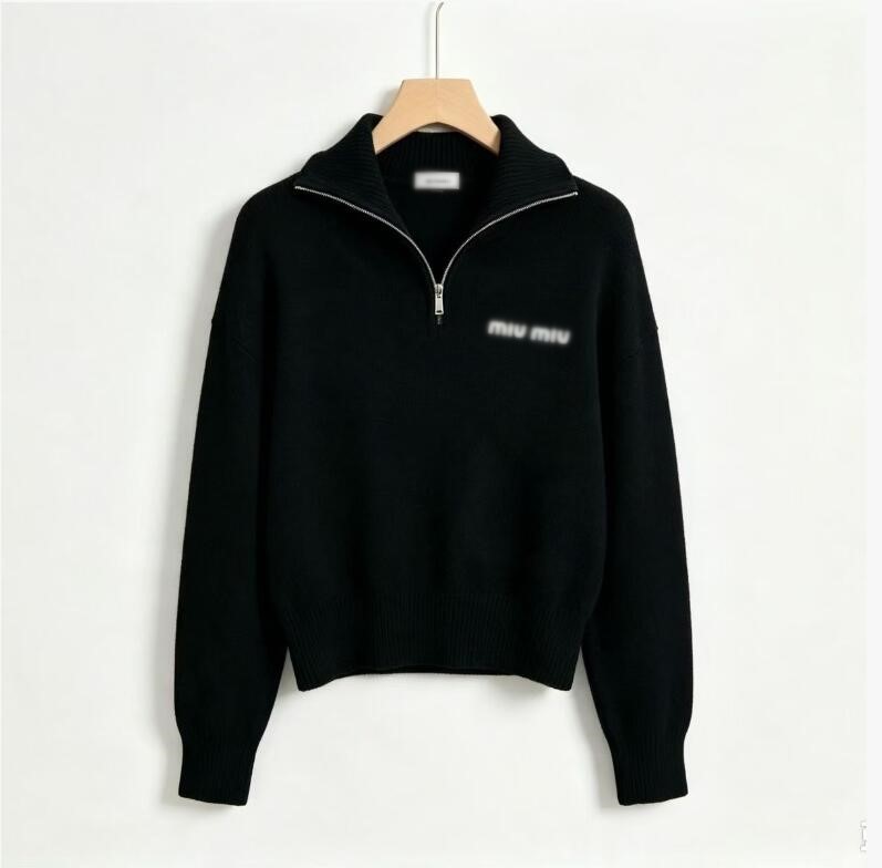 Pulls pour femmes Designer de haute qualité lettre de luxe demi-zip col tricots pull mode polo veste surdimensionnée
