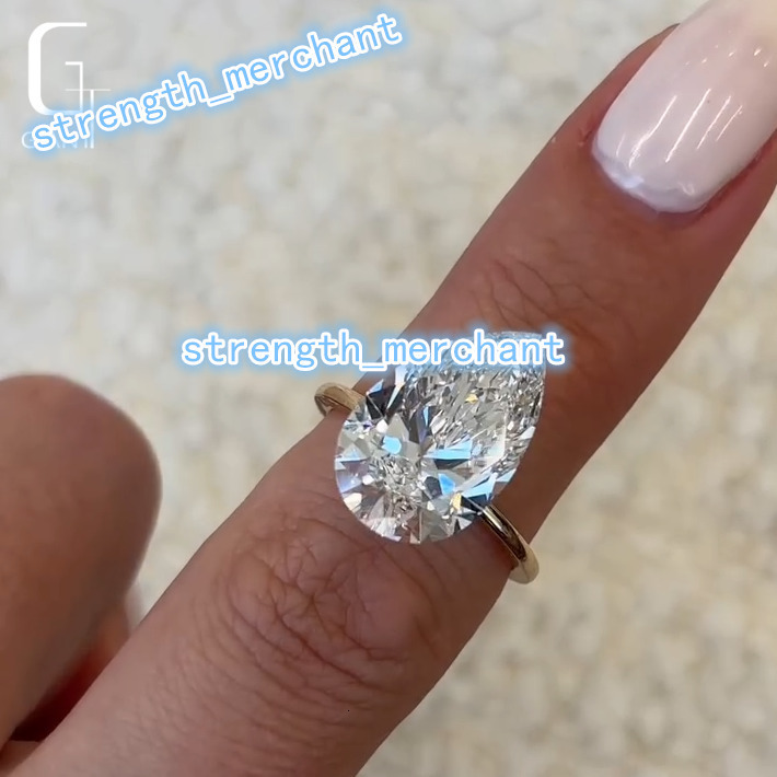 14k 18k Custom Engagement Ring 5ct Pear Cut Lab Grown Diamond IGI Certified DEF Custom Diamond Ring Wedding Rings Fine Jewelry