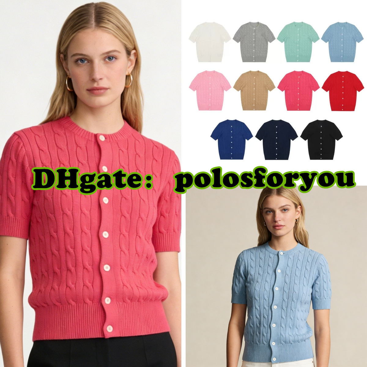 sweater women polo cardigan designer cardigan womens t shirt Vintage Knitted 100% cotton Knitwear Tops Tee Female Tops for Woman