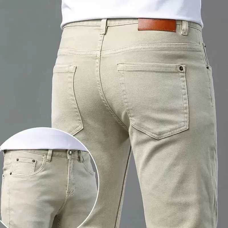 Men's Jeans Autumn and Spring New Pure Color American Vintage Straight Leg Elastic Denim Pants for Men Casual Sports High Quality Trousers X260