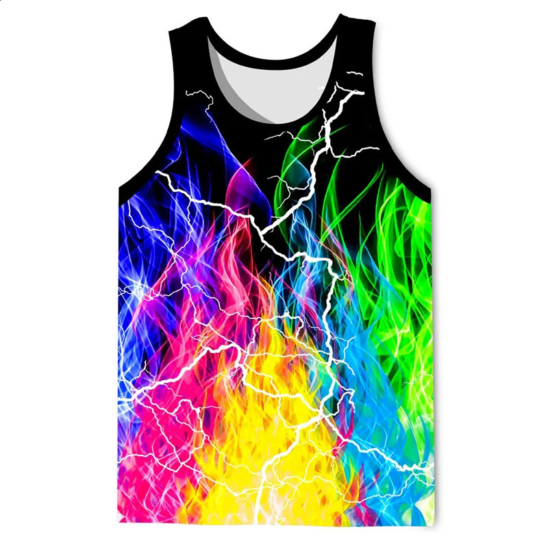 Colorful Smokes 3D Print Tank Top For Men Summer Casual Sleeveless T Shirt Colorful Graphics Tops Street Loose Quick Dry Vest 260920