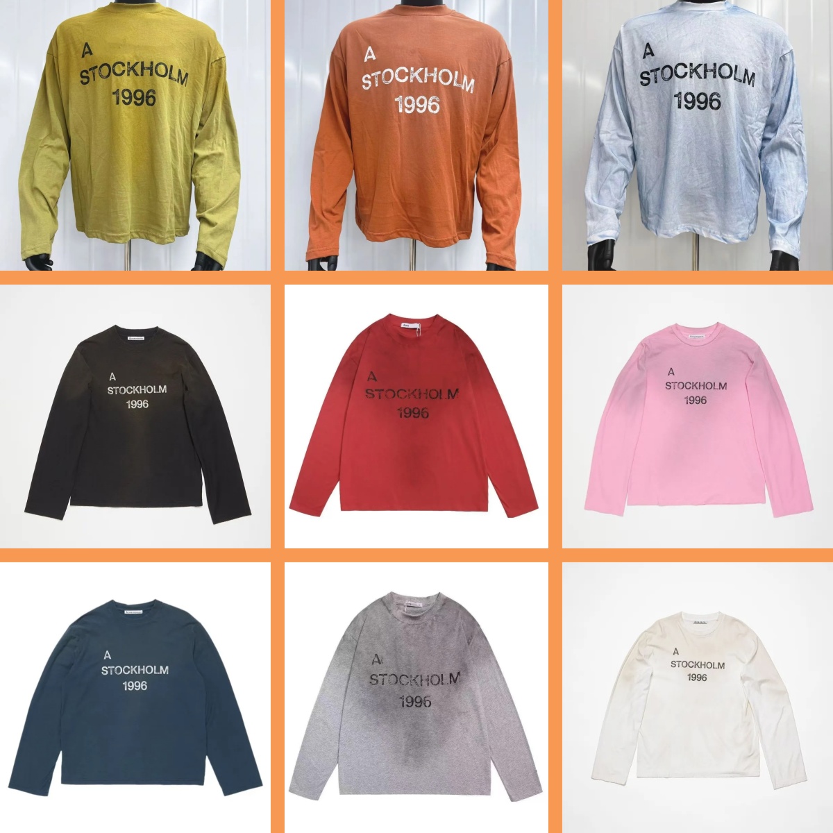 Men tshirt women vintage washed long sleeve t shirt letter print crew neck loose fit casual basic tee streetwear tops distressed tee for men women c