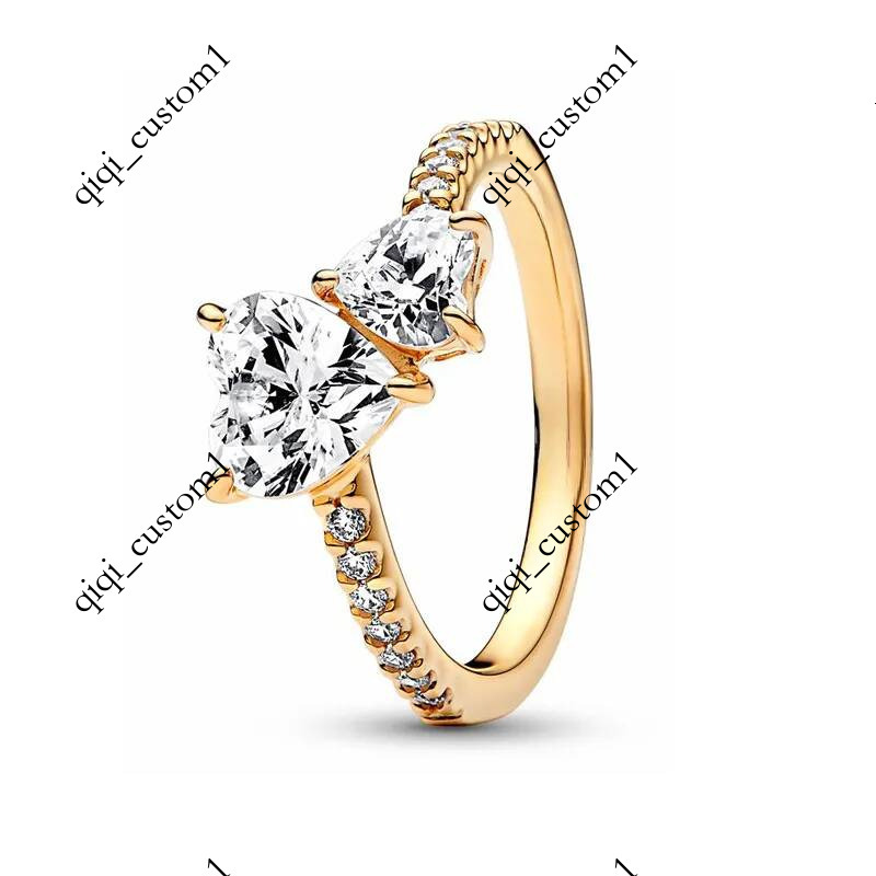 S925 silver luxury classic love heart designer ring for women 18k rose gold round stone shine crystal cz zircon diamond retro vintage band rings jew