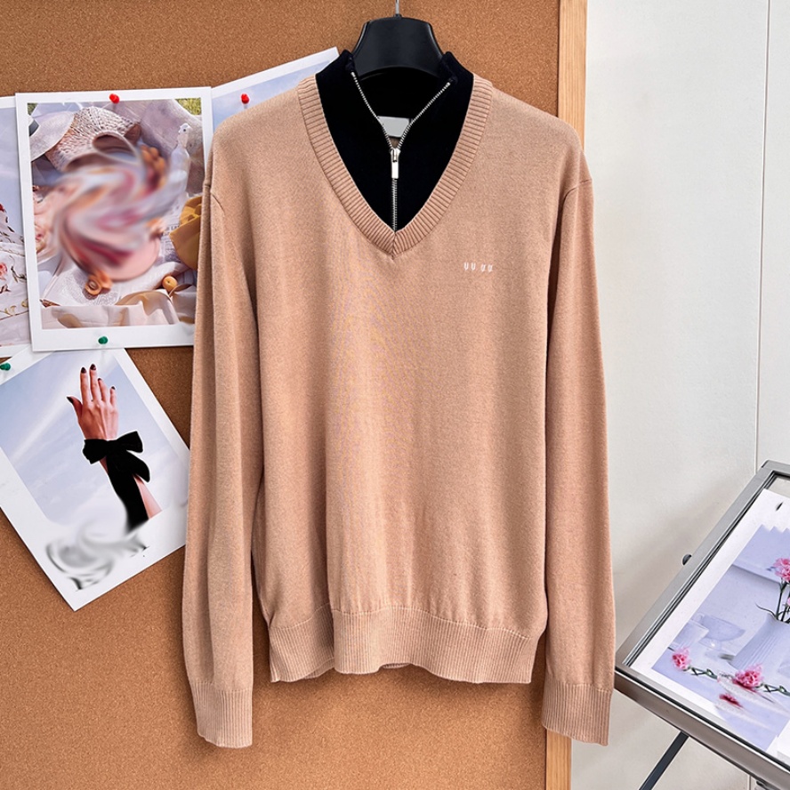 Women Preppy Style Pullover Sweater Designer Luxury Half Zipper Loose Sweater Elegant Lady Office Commute Daily Casual Sweater