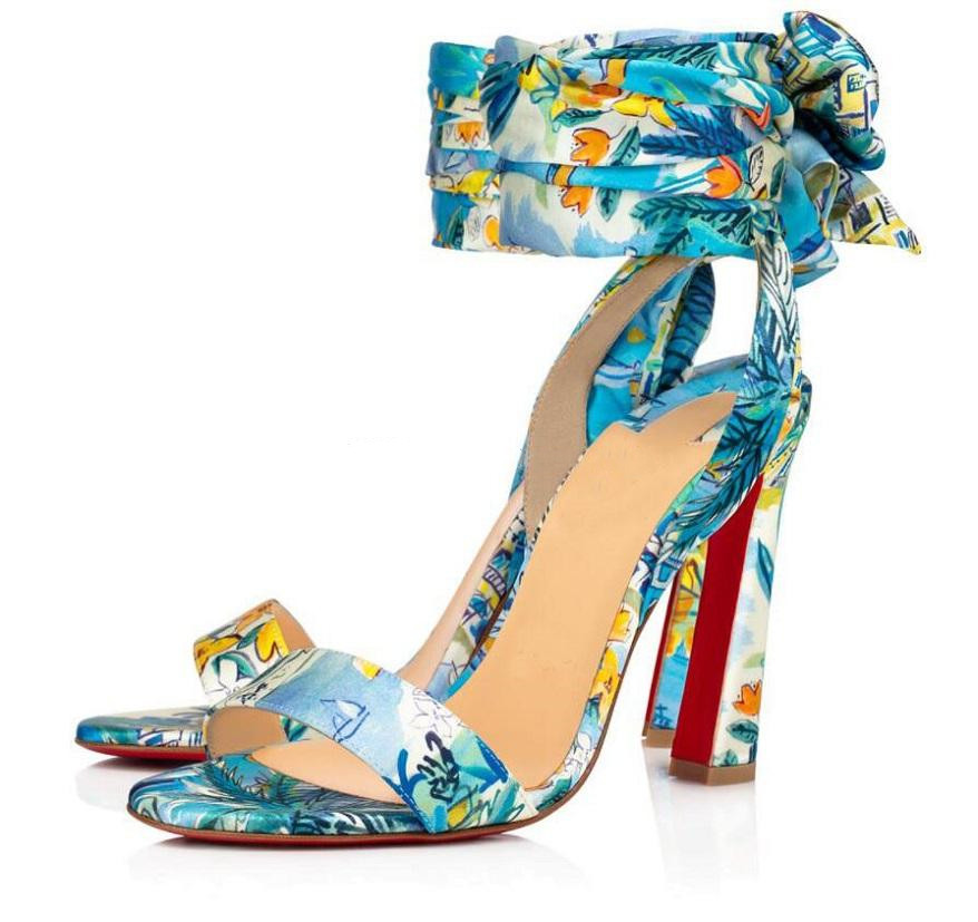 Brands Stylish Crosse Du Desert Sandals Shoes Women's High Heels Fashion Red Bottom Ankle Strap Summer Elegant Ladies Party Stiletto-Heels