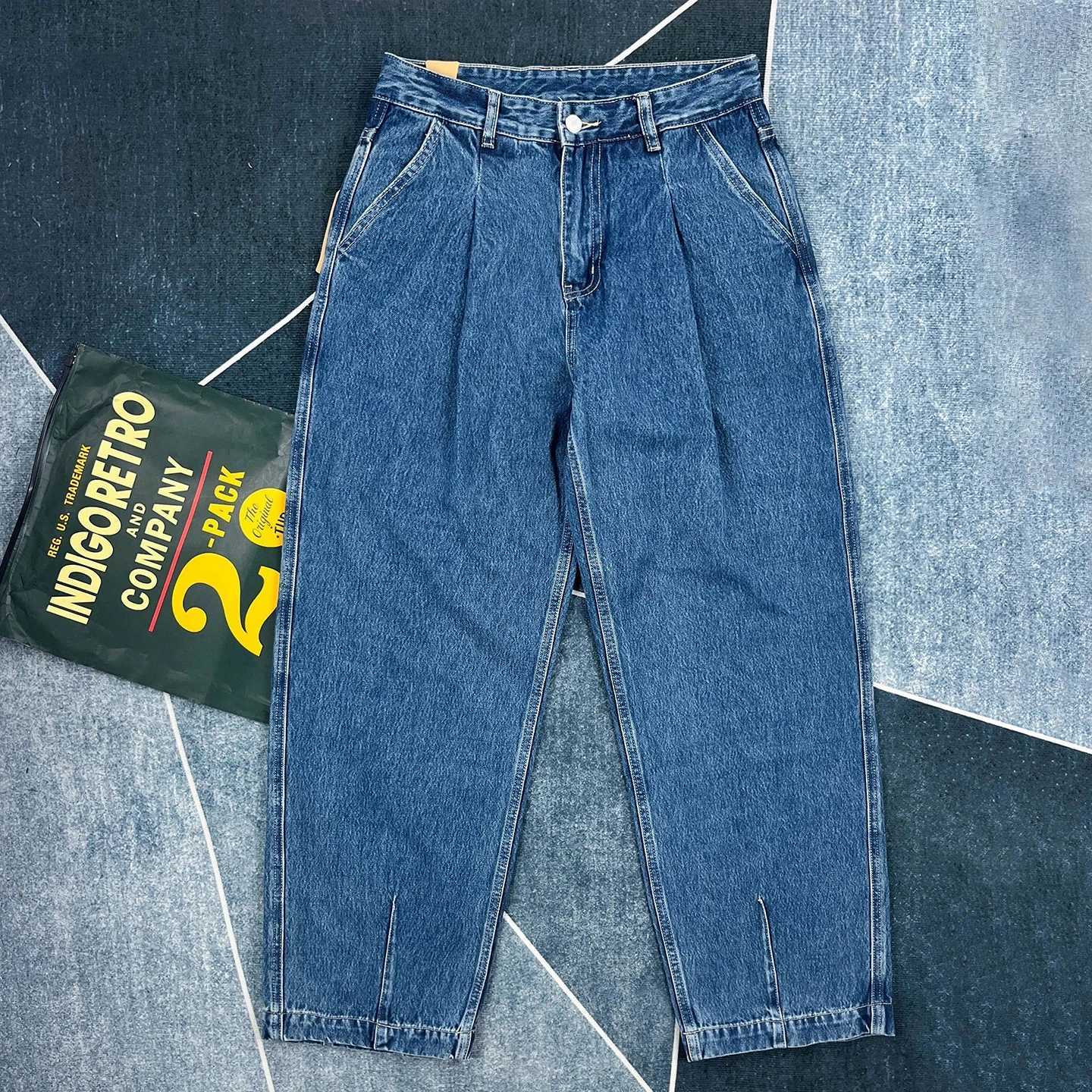 Men's Jeans Heavyweight cotton jeans men's loose straight slightly tapered retro autumn and winter trousers X260919