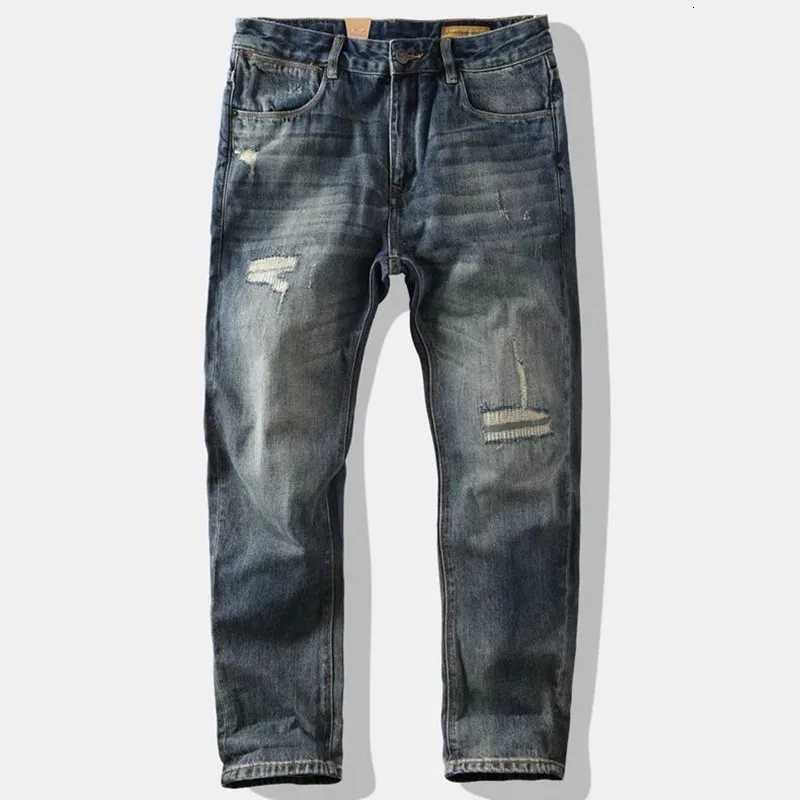 Men's Jeans Autumn and Spring New Fashion Trend Retro Sports Straight Leg Elastic Jeans Men's Casual Loose Comfortable Sports Jeans 28-36