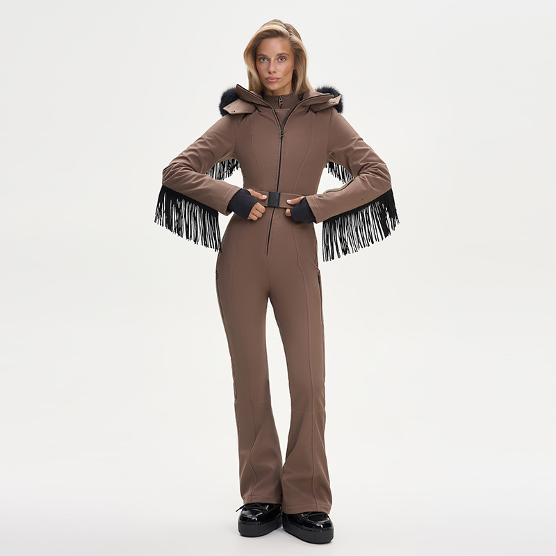 European American Cross-Border Supply 2025 Autumn And Winter New Women's Fashion Tassel Warm Hooded Belted Ski Cotton Coat For Women