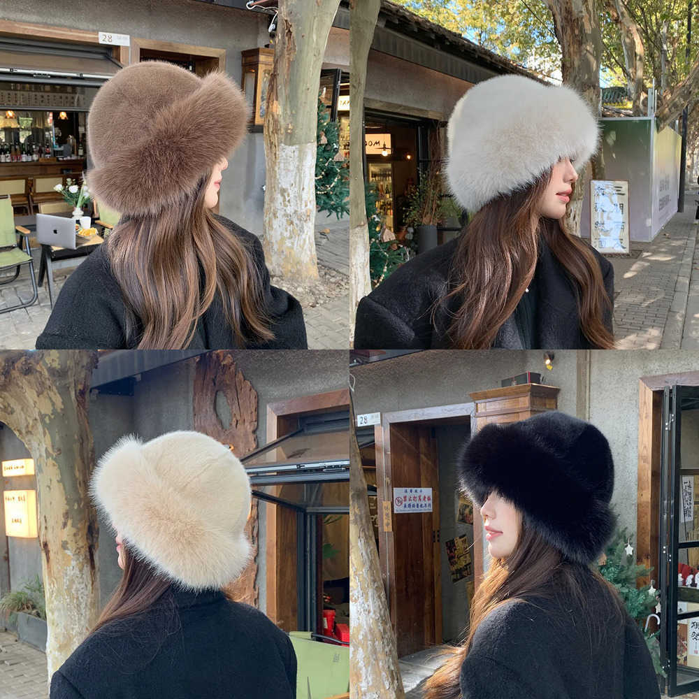 Fashion Style Berets Hat New Women's Winter New Thick Warm Imitation Fur Simple Fisherman's Hat Imitation Mink Fur Ladies Mongolia Caps J2