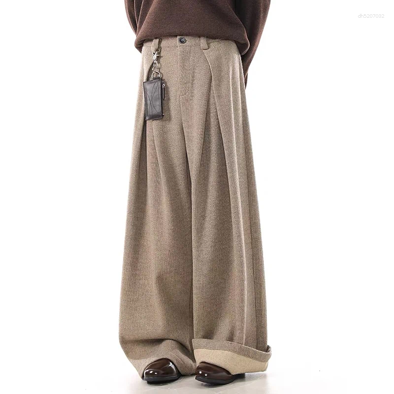Autumn Winter Men's Khaki Urban Pants Harajuku Baggy 2000s Y2k Vintage Streetwear Japanese Style Trousers Fashion Clothes