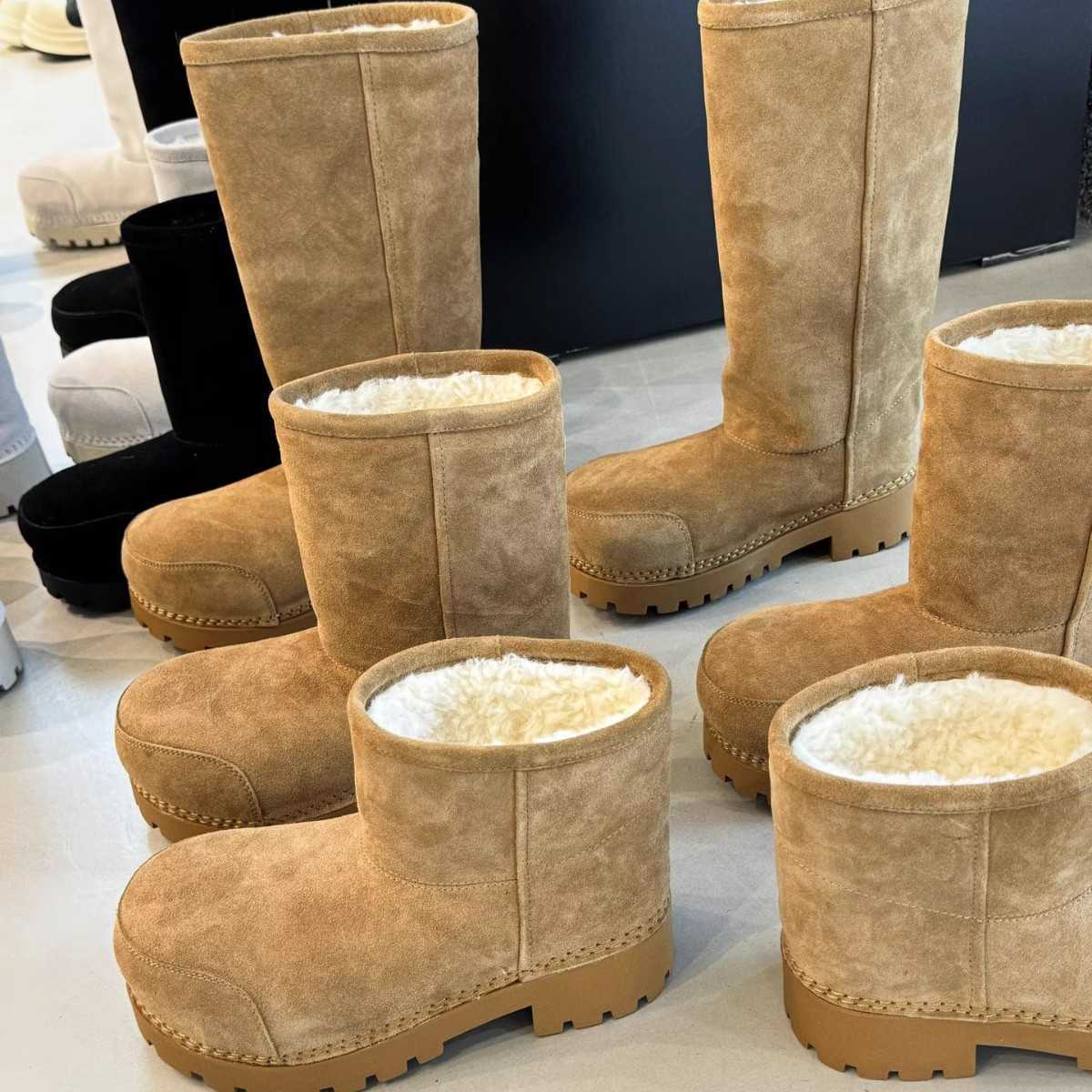 Thickened Fleece-Lined Warm Snow Boots Casual Versatile Furry Slip-On Women's Cotton Shoes
