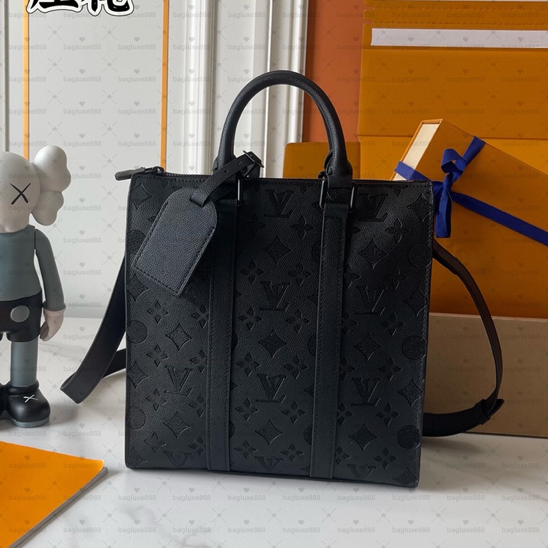 NEW M46453 Designer Sac Plat Bag Handbag Black Embossed Monogram Tote Bag Men Women Leather Shoulder Crossbody Bag Business Commuter Shopping Purse