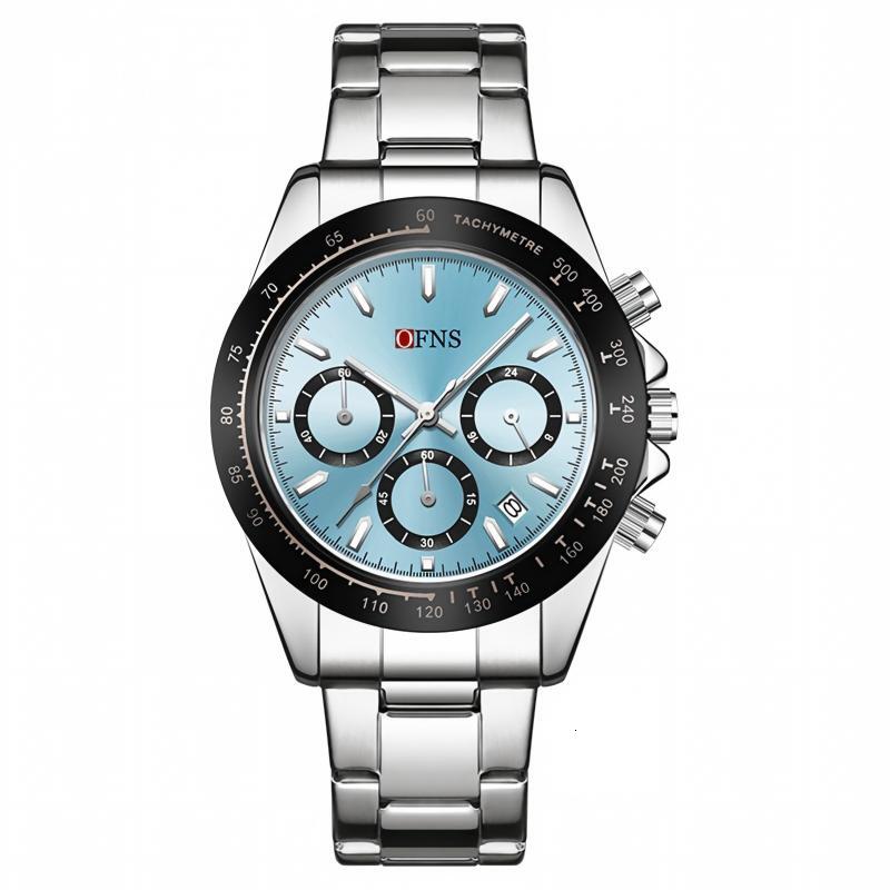Fashion Couple Watch Men Women Quartz Sky Blue Dial Steel Band Multifunction Luminous Waterproof Sport Relogio Masculino