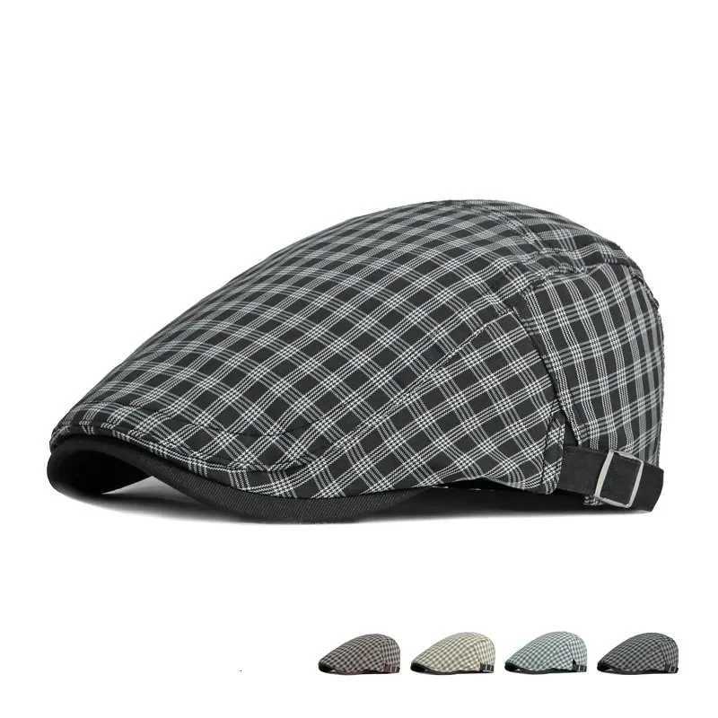 Summer Berets Spring Cotton and Plaid Newsboy Caps Men Flat Peaked Cap Women Painter Beret Hats 10 N260919