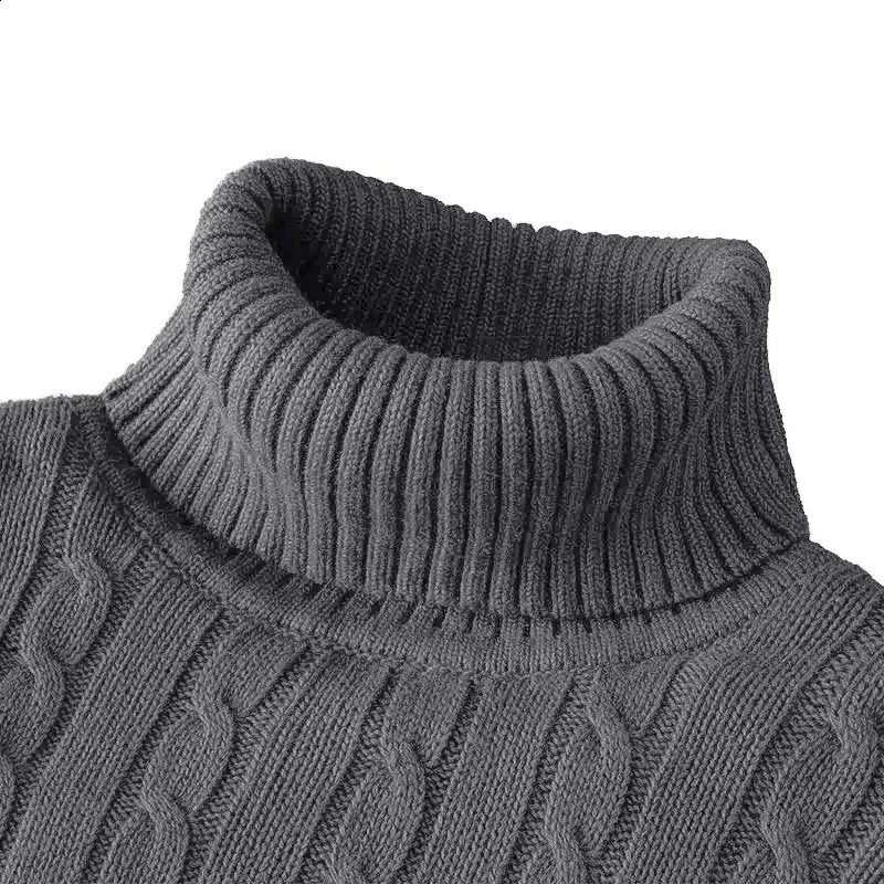 Autumn Winter Mens Sweater Warmth Turtleneck Jacquard Slim Fit Sweaters Solid Color Basic Style Fahion Knitted Pullovers 260920