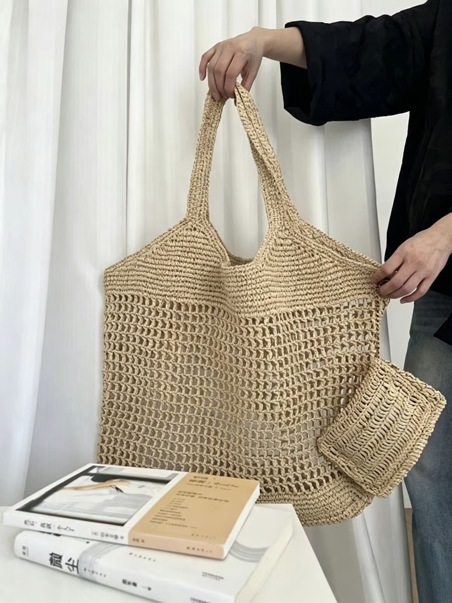 Straw Tote Bag Designer Large capacity Luxury Handbag Raffias Hand-Embroidered Beach Tote Shoulder bag