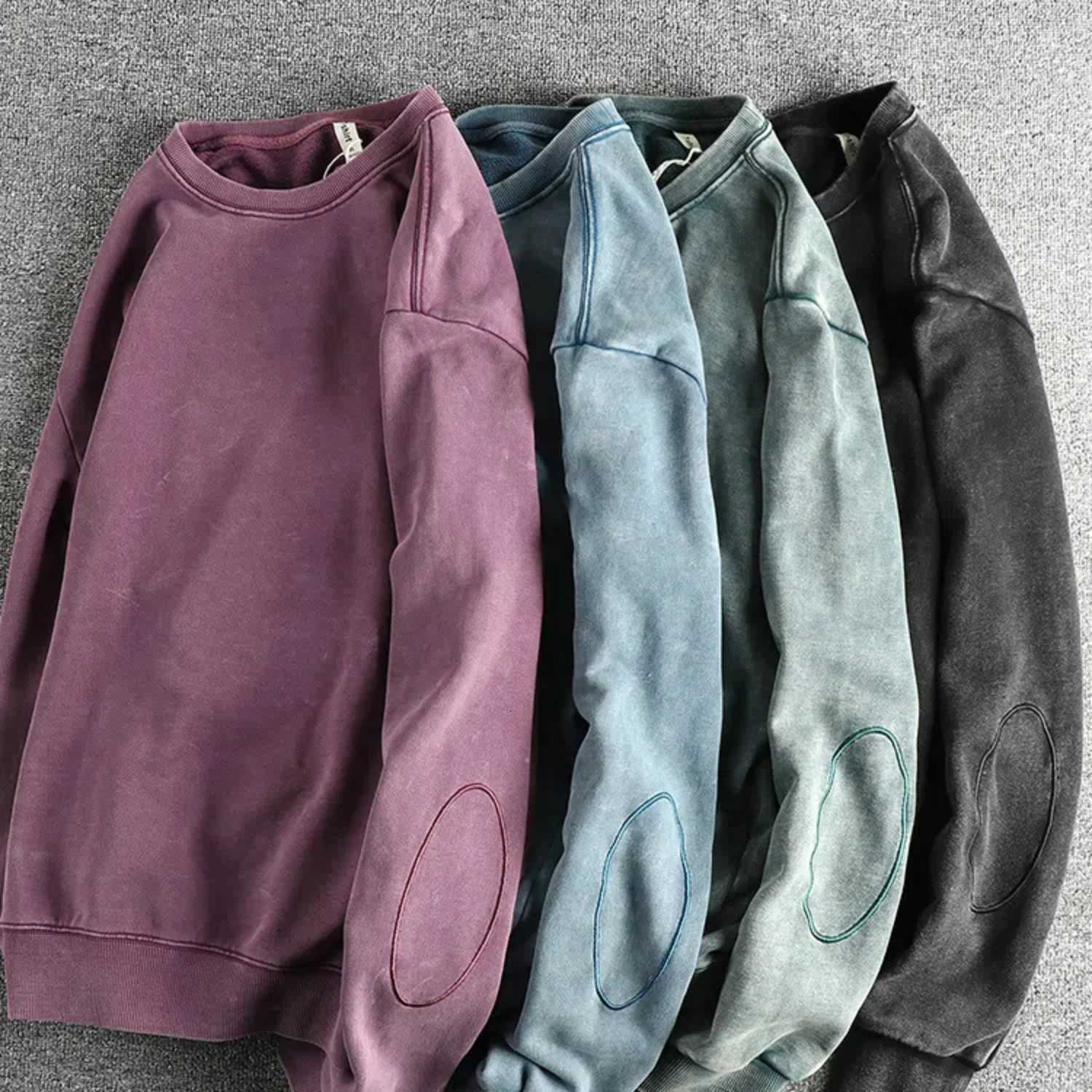 Men's Hoodies Sweatshirts May Khaki retro high street trend heavy wash to make old hoodie men loose casual wool cotton long sleeve top X260919