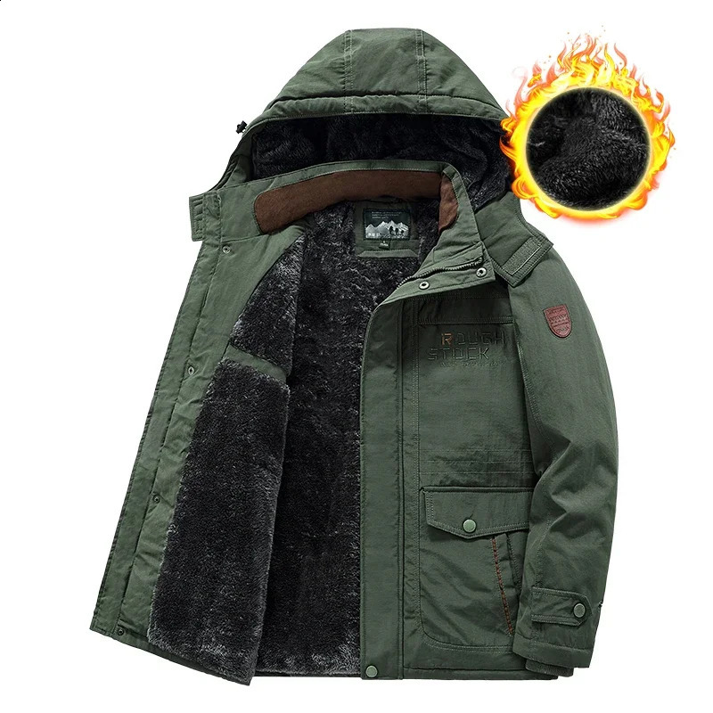 Winter Thicken Warm Mens Winter Jackets Casual Zipper Up Fleece Lining Jacket Windproof Thermal Parka Coat Outwear Clothing 260920