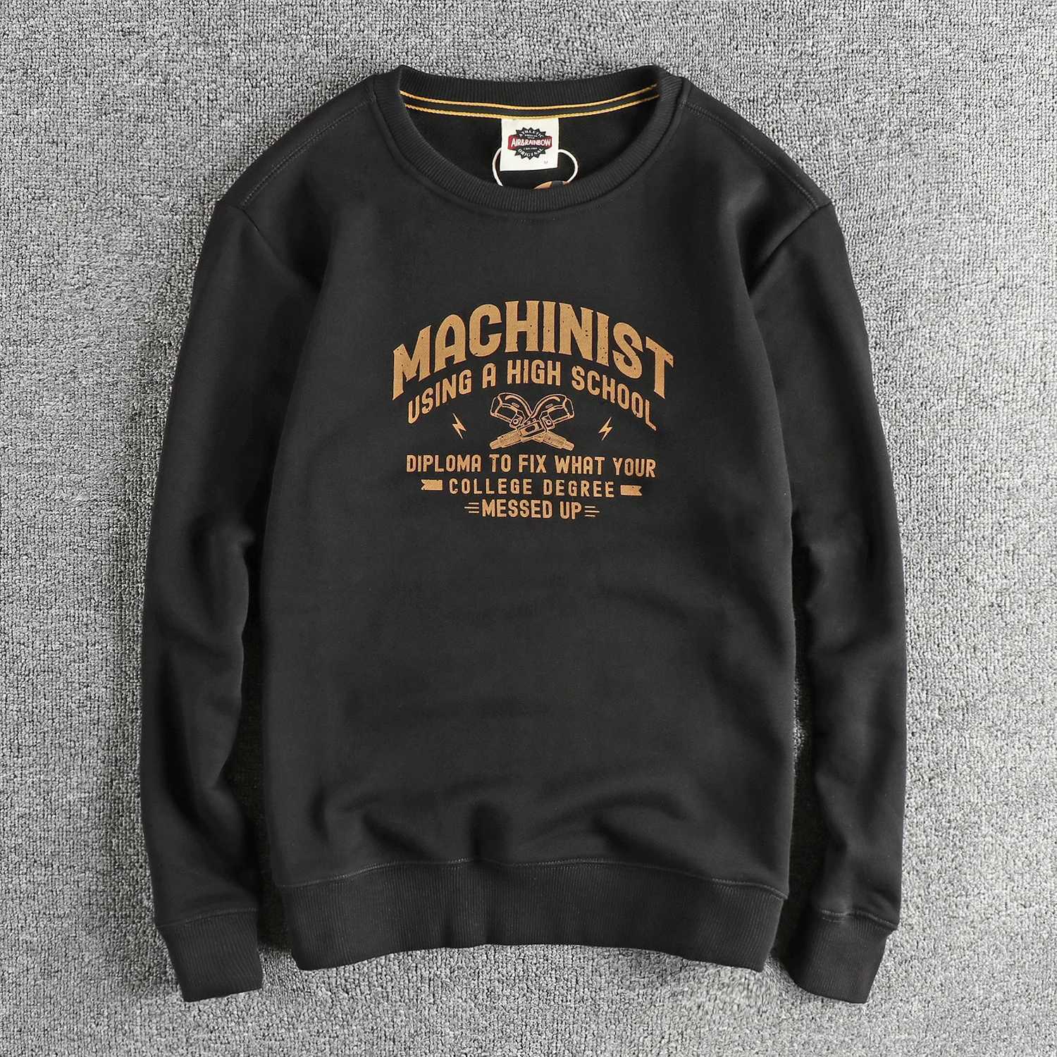 Men's Hoodies Sweatshirts Vintage trend mechanical elements printed men's hoodie washed tripe wool comfortable casual long sleeve top X260