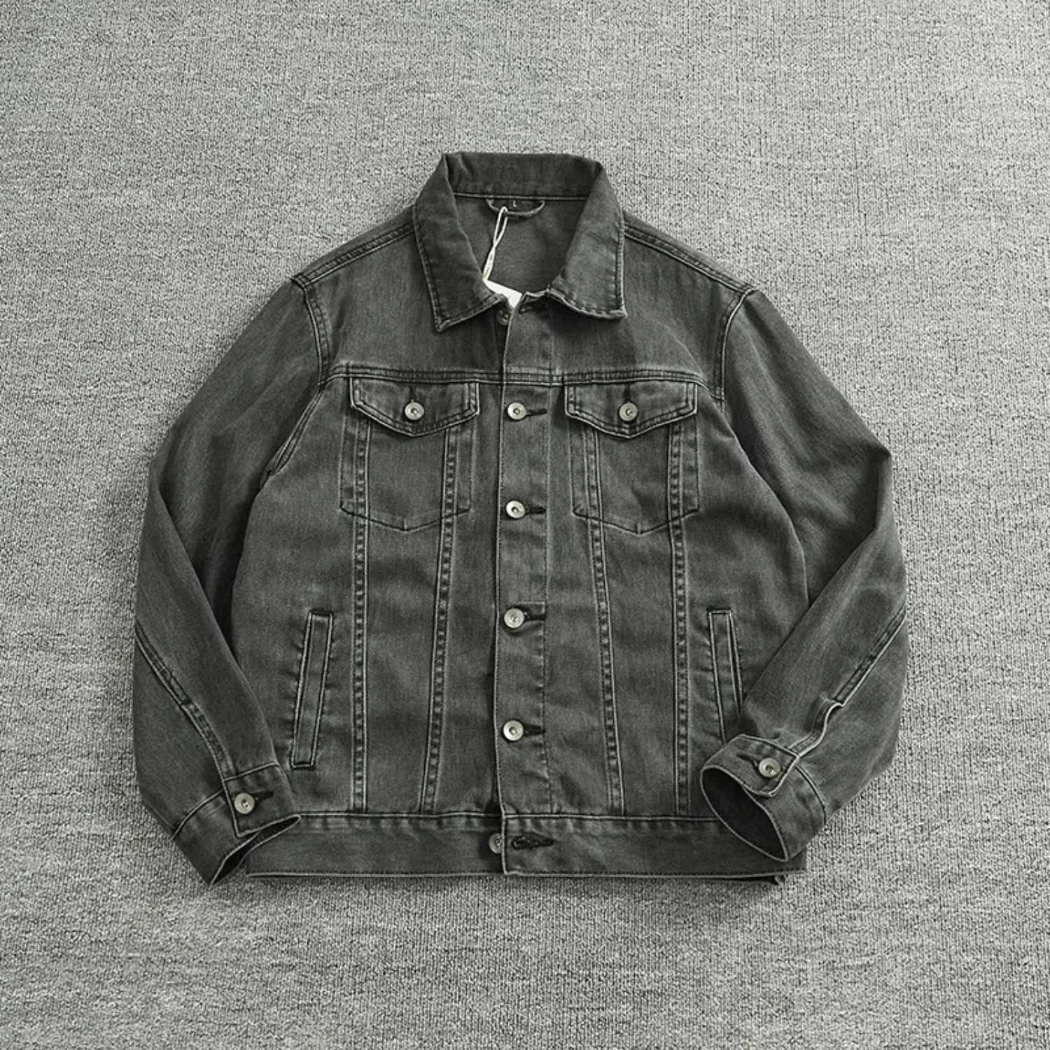 Men's Jackets Retro casual cotton cargo jacket men's simple lapel woven denim jacket with men's top fashion X260919