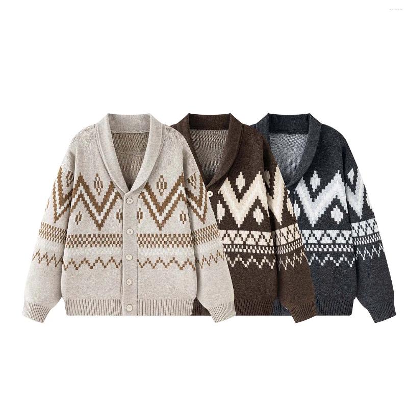 Men Jacquard Vintage Casual Loose Christmas Sweater Cardigan Coat Knitwear Spring Autumn Jumpers Knitted Sweaters Jacket