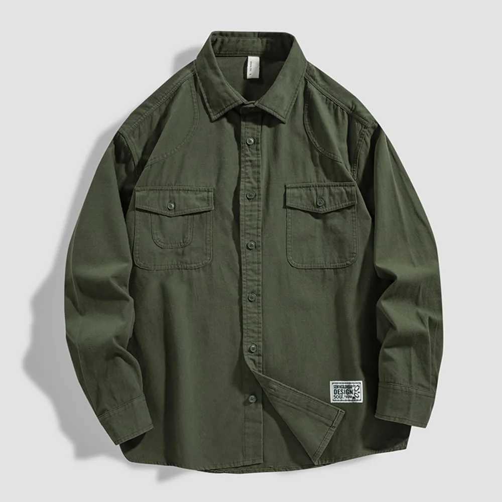 Men's Casual Shirts 100% cotton autumn men's new retro shirt work shirt long-sleeved jacket loose casual and versatile X260919