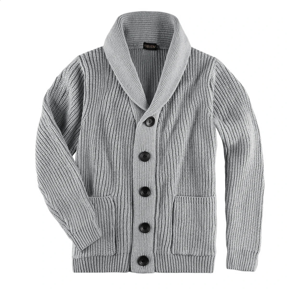 VOBOOM Samll Size S M Mens Shawl Collar Cardigan Sweater Button Down Ribbed Knit Sweaters y Casual with Pockets 260918