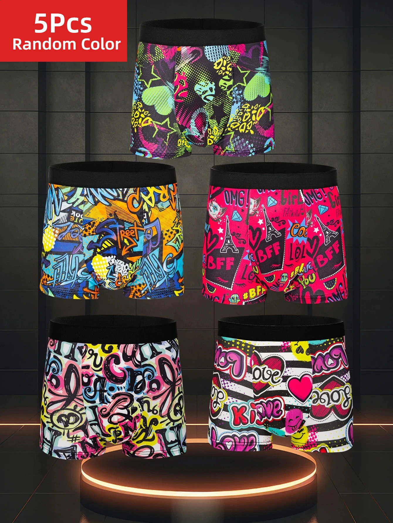 5pack Fashionable Mens Boxer Shorts Comfortable Soft Fashionable Printed Casual and Versatile Mens Underwear 260920