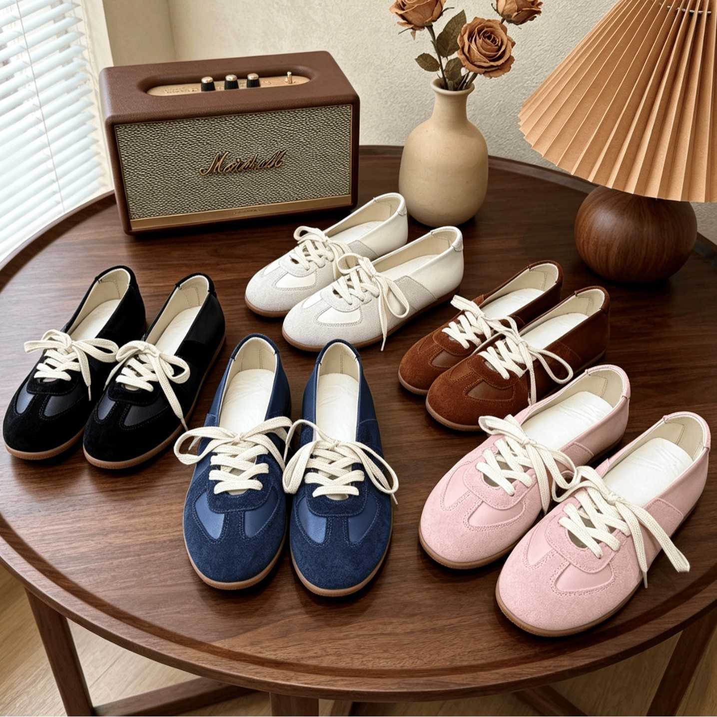Dress Shoes 2026 Summer m6 German training shoes ballet flats new style flat-soled with bow detail casual low-top sneakers women's shoes