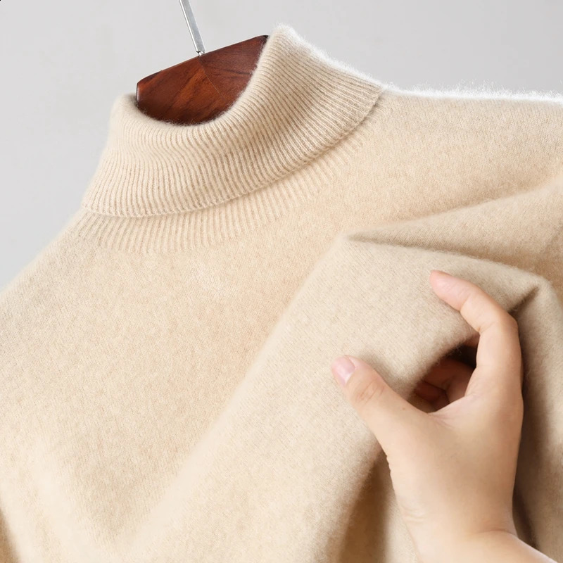 100% Wool High Neck Sweater with Pullover for Men Autumn and Winter Warm Full Sleeved Selling Knitted Base 260920