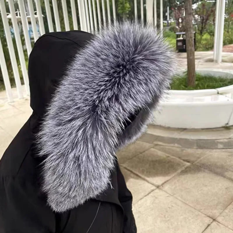 Fox Fur Collar 100% Natural Scarf Women Winter y Warm Shawl Ladies Geniue Scarves For Coat Down Jacket Men 260920