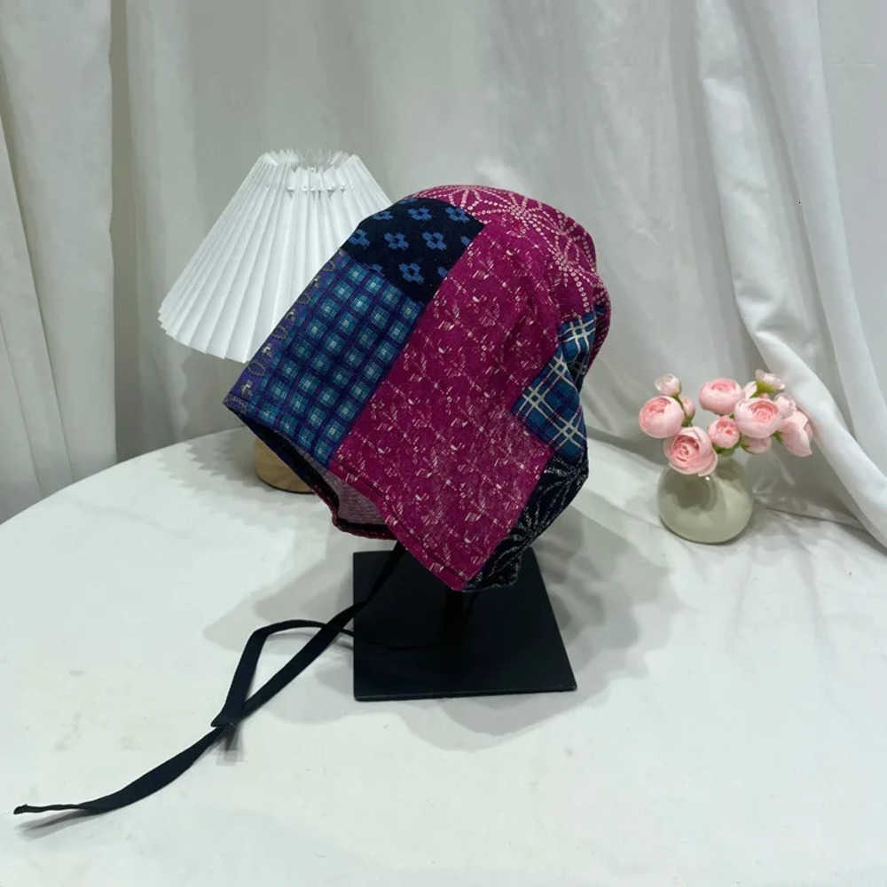Block Berets Color 2025 New Flower Tie Turban Hat Women Summer Thin Breathable Slouchy Beanie Fashion Trendy Head Wrap Beanie Cap J260919