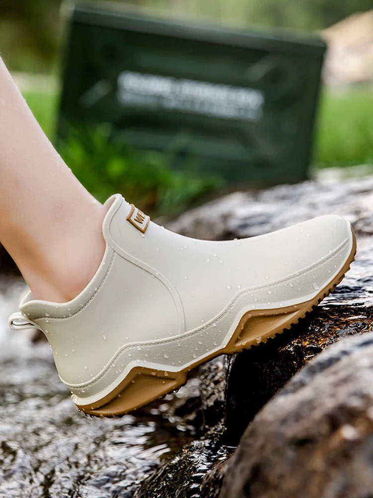 Fashion Couple's Outdoor Rain Boots Men High Top Hiking Fishing Water Shoes Anti-slip Chef Work Ankle Boots Waterproof Shoes 260920