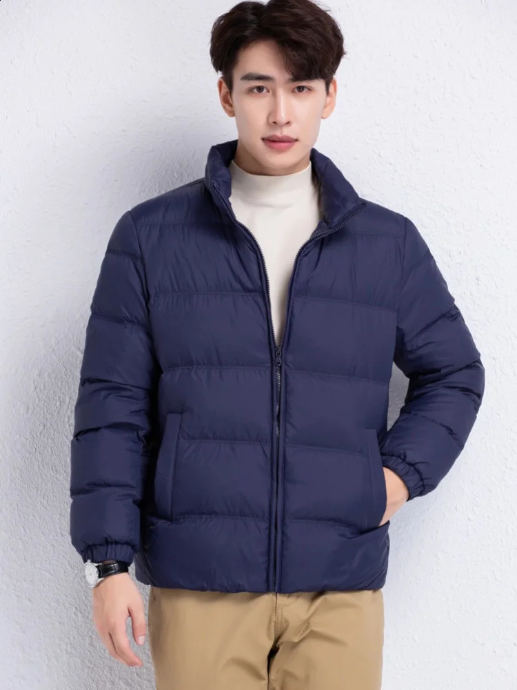 Piumino da uomo autunno e inverno con colletto ispessito, per esterni, caldo cappotto di pane d'anatra bianco al 90% 260920