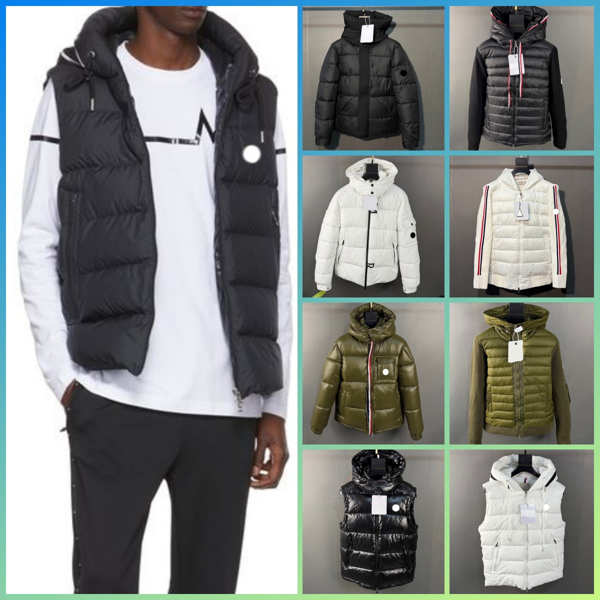 Hot Selling Winter Puffer Jacket Unisex Hooded Parka Warm Thick Fluffy White Duck Down Filling Snow Outerwear Puffer vest man Knit Jacket have NFC p